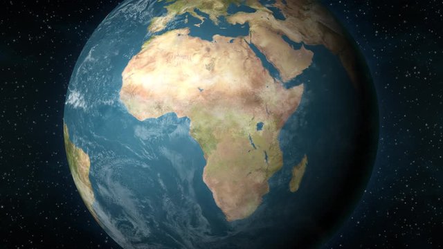 Planet Earth, zooming in on the African continent.