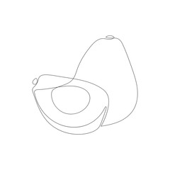 Continuous one line drawing. Vegetables two avocado. Vector illustration. Editable line. Minimal abstract art. Black linear art on white background