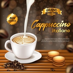 Cappuccino Italiano Arabica Coffee Ad Banner.
