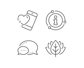 Heart with phone line icon. Chat bubble, info sign elements. Love emotion sign. Valentine day symbol. Linear heart outline icon. Information bubble. Vector