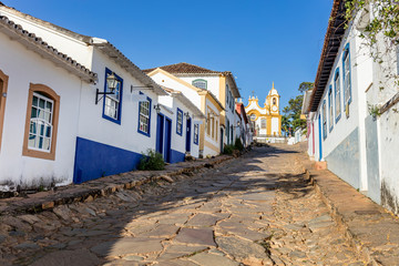 Historic Center with fog in the city of Tiradentes Minas Gerais Brazil