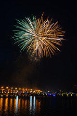 Independence Day Fourth of July Fireworks at the Roosevelt Bridge near Downtown Stuart, Florida, USA