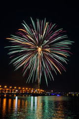 Independence Day Fourth of July Fireworks at the Roosevelt Bridge near Downtown Stuart, Florida, USA