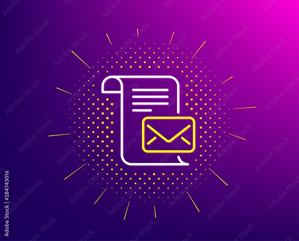 Poster mail letter line icon. halftone pattern. read message correspondence sign. e-mail symbol. gradient b
