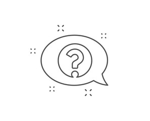 Question mark line icon. Chat bubble design. Support help sign. FAQ symbol. Outline concept. Thin line question mark icon. Vector