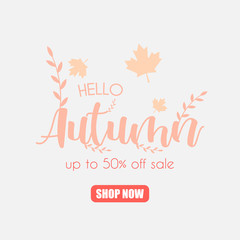 hello autumn, banner in beautiful, delicate colors. vector illustration