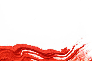 Modern wave for blor with red sand texture on white background top view mockup