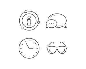 Eyeglasses line icon. Chat bubble, info sign elements. Oculist clinic sign. Optometry vision symbol. Linear eyeglasses outline icon. Information bubble. Vector