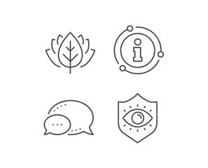 Eye protection line icon. Chat bubble, info sign elements. Oculist clinic sign. Optometry vision symbol. Linear eye protection outline icon. Information bubble. Vector