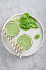 Green smoothie with spinach or avocado