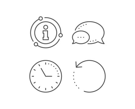 Recovery info line icon. Chat bubble, info sign elements. Backup data sign. Restore information symbol. Linear recovery data outline icon. Information bubble. Vector