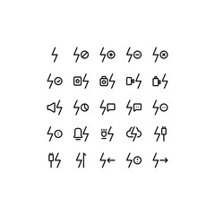 Obraz premium Set of flash, app, lightning, outline style icon - vector