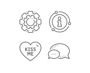 Kiss me line icon. Chat bubble, info sign elements. Sweet heart sign. Valentine day love symbol. Linear kiss me outline icon. Information bubble. Vector