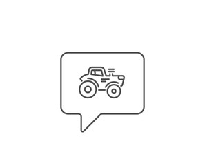 Tractor transport line icon. Chat bubble design. Agriculture farm vehicle sign. Outline concept. Thin line tractor icon. Vector