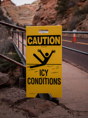 Caution Icy Conditions Sign