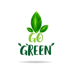 Go green Eco icon with leaves. Vector illustration