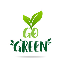 Go green Eco icon with leaves. Vector illustration