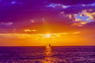 Sailboat Sunset in Ocean Beach, San Diego