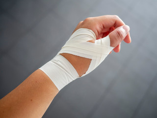 Thumb tape job for a thumb sprain 