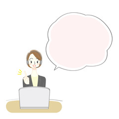 テレフォンオペレーターの女性　イラスト