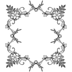 Obraz na płótnie Canvas Vintage border of frame, for elegant style leaf flower with retro ornament. Vector