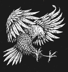 Hand drawn bold linework swooping tattoo eagle