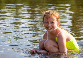 Young girl with freckles Firehole River