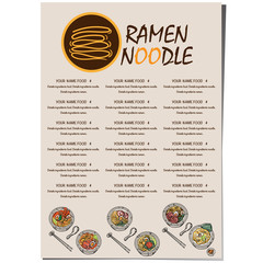 Obraz premium menu ramen noodle japanese food template design 