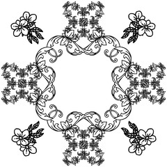 Elegant leaves flower frame, design element isolated on white background. Vector