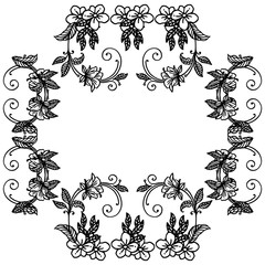 Elegant leaves flower frame, design element isolated on white background. Vector