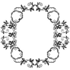 Elegant leaves flower frame, design element isolated on white background. Vector