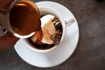cup of coffee with ice cream