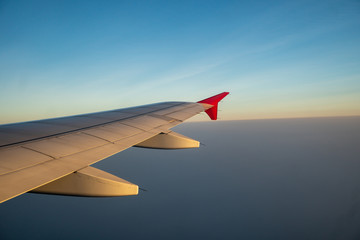 Wing when looking out the plane window 