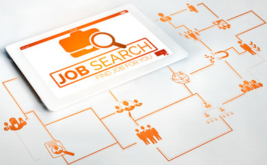 Human Resources Recruitment and People Networking Concept. Modern graphic interface showing...
