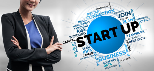 Start Up Business of Creative People Concept - Modern graphic interface showing symbol of...