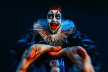 nightmare with clown - obrazy, fototapety, plakaty
