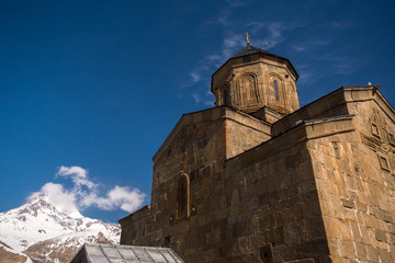 Fototapeta premium Trinity Church in the Caucasus Mountains, Georgia
