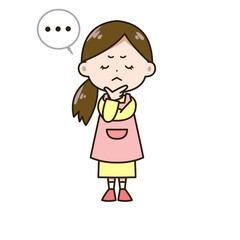 考え込む女性　ポーズ　イラスト