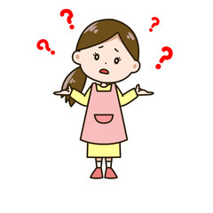 疑問がいっぱいの女性　ポーズ　イラスト