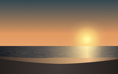 landscape of the beach in sunset
