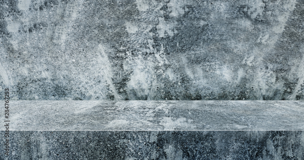 Poster blue concrete texture table product display background.3d perspective studio photography stand.banne