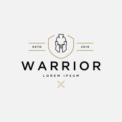 warrior logo design vector template.Creative warrior knight emblem inspiration