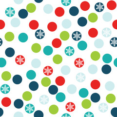 Seamless polka dots with snowflakes design