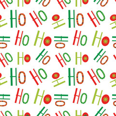 Seamless typography ho ho ho design with red and green color design