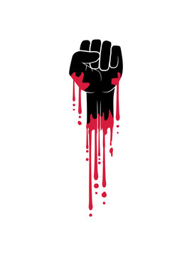 blut faust revolution tropfen stempel graffiti farbe symbol hand strecken oben luft halten zeigen zeichen anarchie rebellion rebell team crew cool design arm