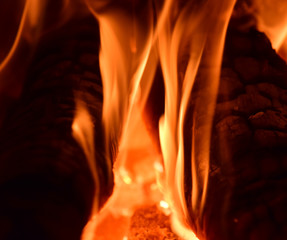 Hot coals in the stove