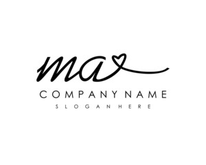 MA Initial handwriting logo vector