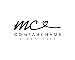 MC Initial handwriting logo vector