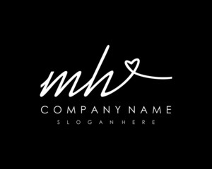 MH Initial handwriting logo vector