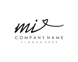 MI Initial handwriting logo vector